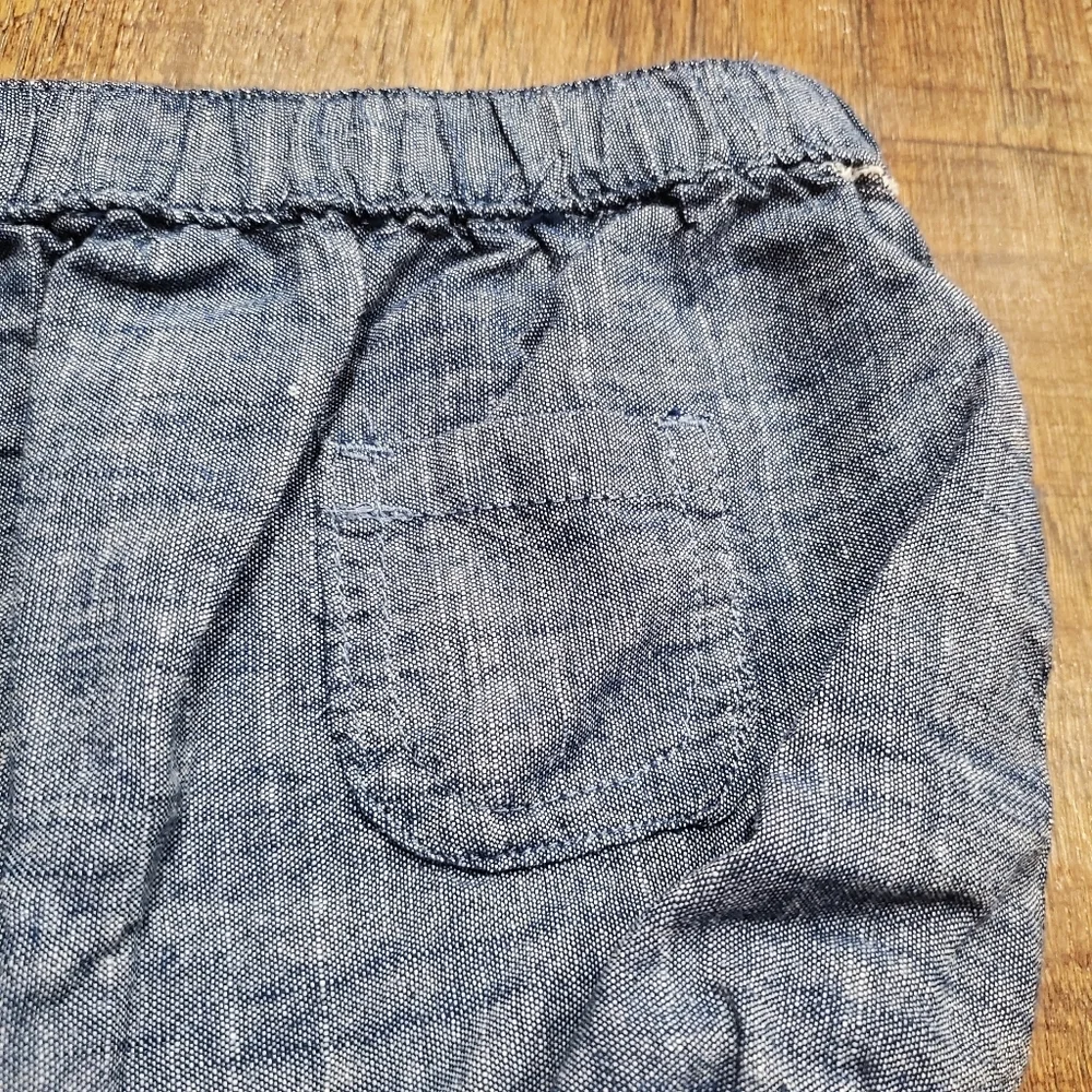 Catherine Malandrino Baby Girl Eyelet Pastel Pink Swiss Dot Top Chambray Shorts